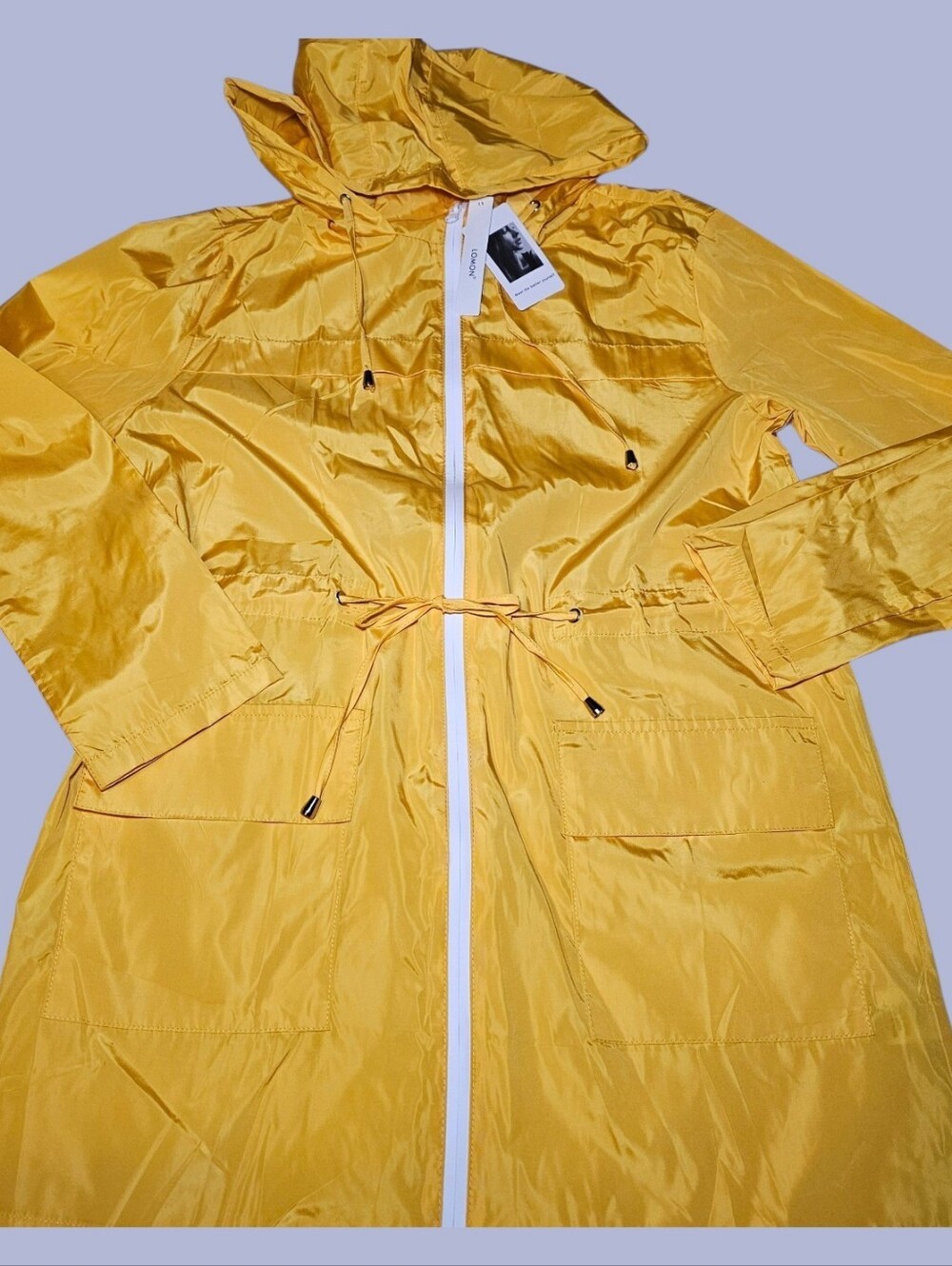 LOMON Women's Small Windbreaker Yellow Long Hooded